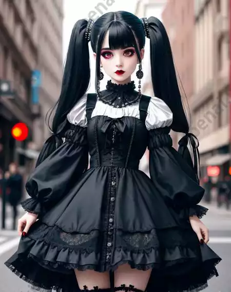 LoRA模型｜哥特风格｜Goth Gals插图32