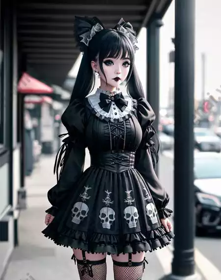 LoRA模型｜哥特风格｜Goth Gals插图1