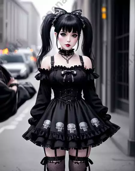 LoRA模型｜哥特风格｜Goth Gals插图2