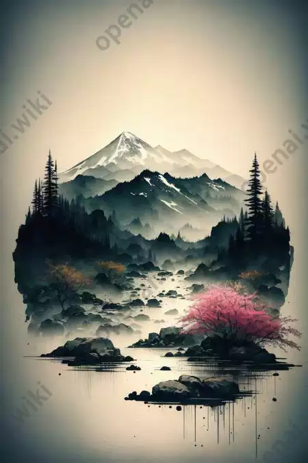 LoRA模型｜Ink scenery | 水墨山水插图1